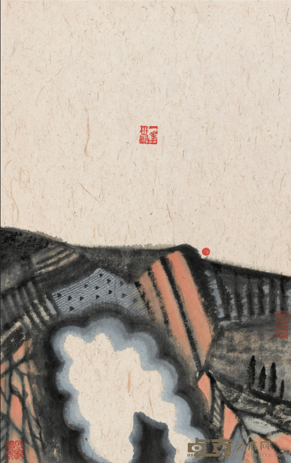 《米脂的山》 杜松儒 68x45cm 2011年 纸本水墨设色