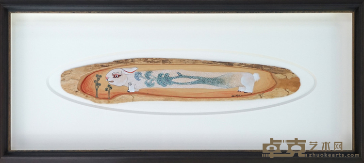 《树花》 贺娟 5.7x31.5cm 2020年 黄杨木随形木板丙烯