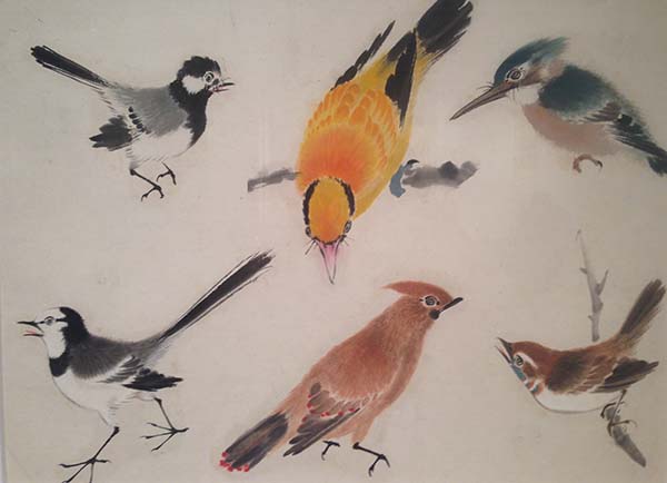 《花鸟画谱》局部，参与的画师为谢稚柳、唐云、张大壮、江寒汀等画师