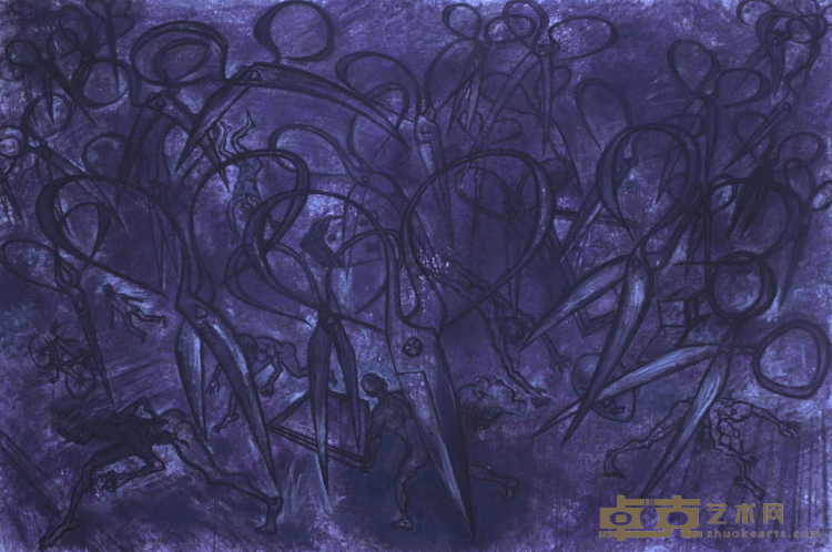 《剪刀丛林失乐园》 毛旭辉 200x300cm 2016-2017年 布面丙烯