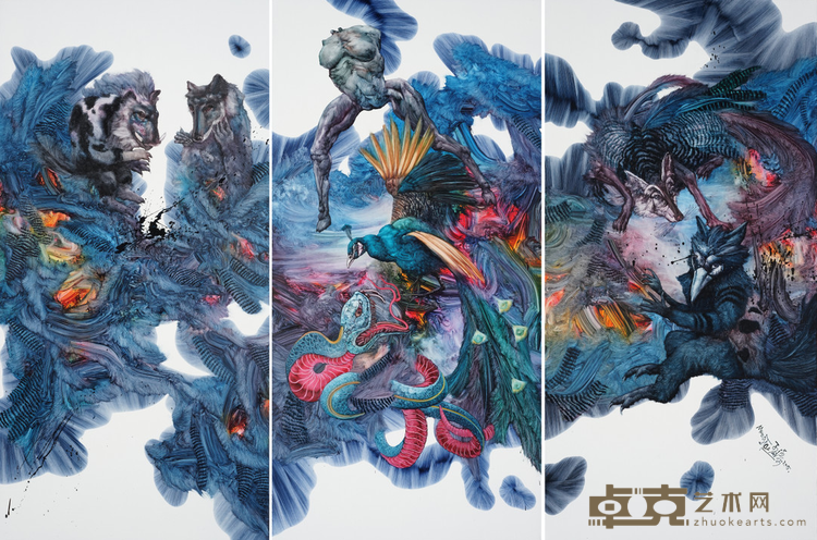 《夜话山海经》 孟涛 160cmX80cmX3 2015 布面油画
