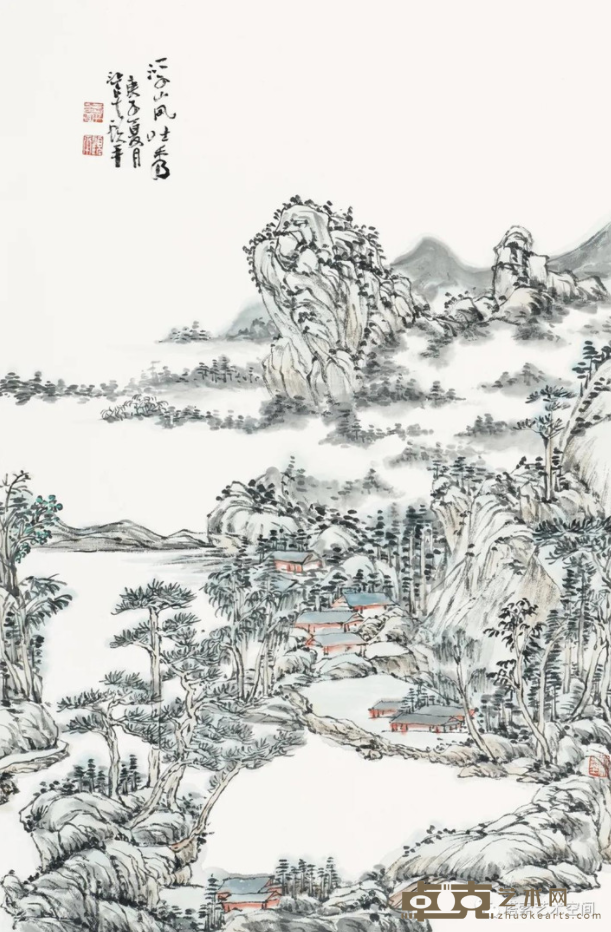 《浮岚吐秀》 顾平 68x45cm 设色纸本