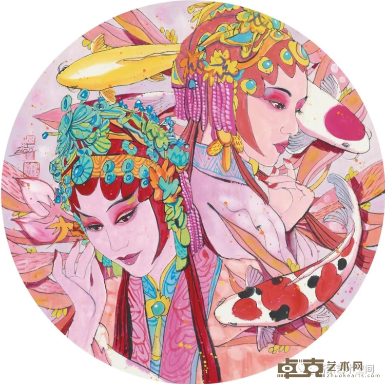 《水中花系列》 吕江 D60cm 色纸本