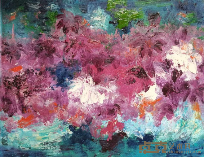 《荷花》 何黎霞 50x60cm 2016年 布面油画