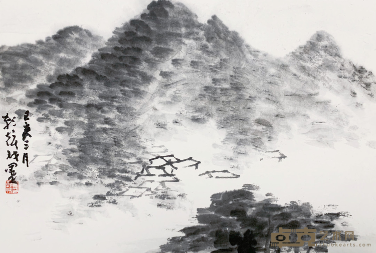 《仿米点山水》 冯朝辉 22x33cm 2019年 镜心纸本水墨