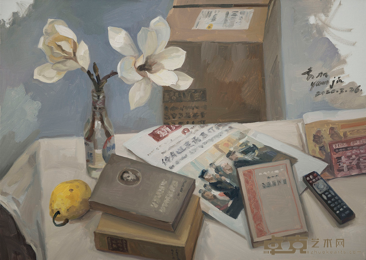 花与书 袁加 50cm×70cm 2020 布面油画