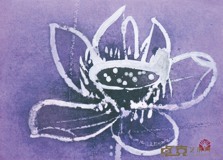 《莲花》 植田一穗 岩彩