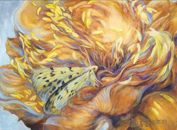 《山茶花枯萎后的香气像是真空中尚未消散的眼泪》 惜童Arolikya 56x76cm 2019 纸本综合材料