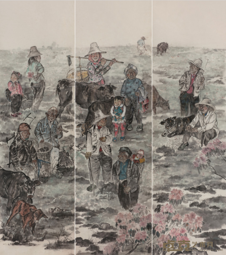 《田野》 谢晓虹 210x180cm 2019年 中国画纸本