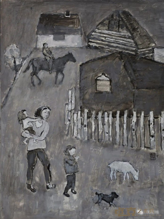 《阿乌尼的村口组画》 1 王占武 布面油画