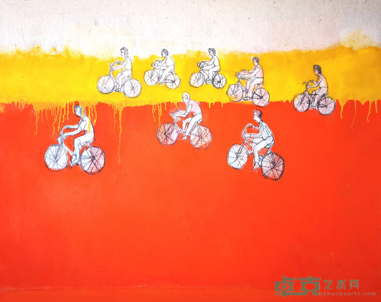 《CYCLISTS 骑自行车》布面油画 2019 沙沃•帕斯特雷洛