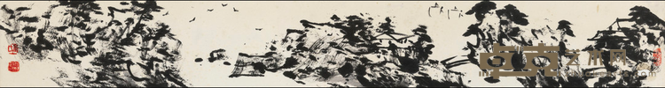 《焦墨山水》 童和平 123.5x16cm 2020年