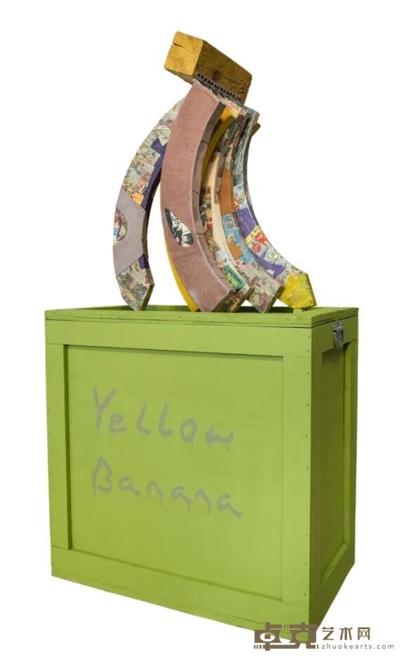 Yellow Banana 葛雅静 尺寸可变 2019 皮料、木头、油粉棒、艺术微喷、版画油墨