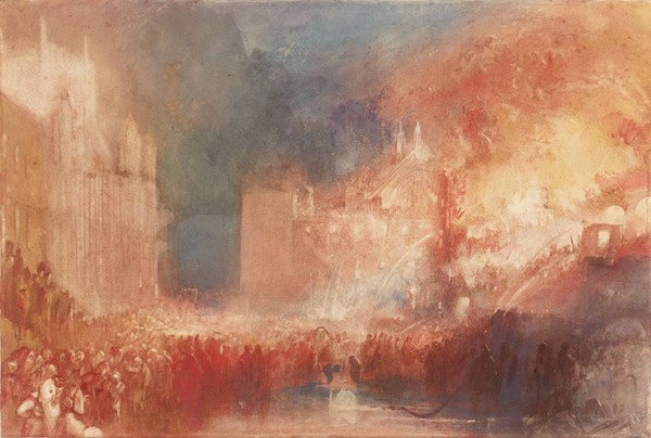 特纳《议会大厦的火灾（The Burning of the Houses of Parliament）》，1834年