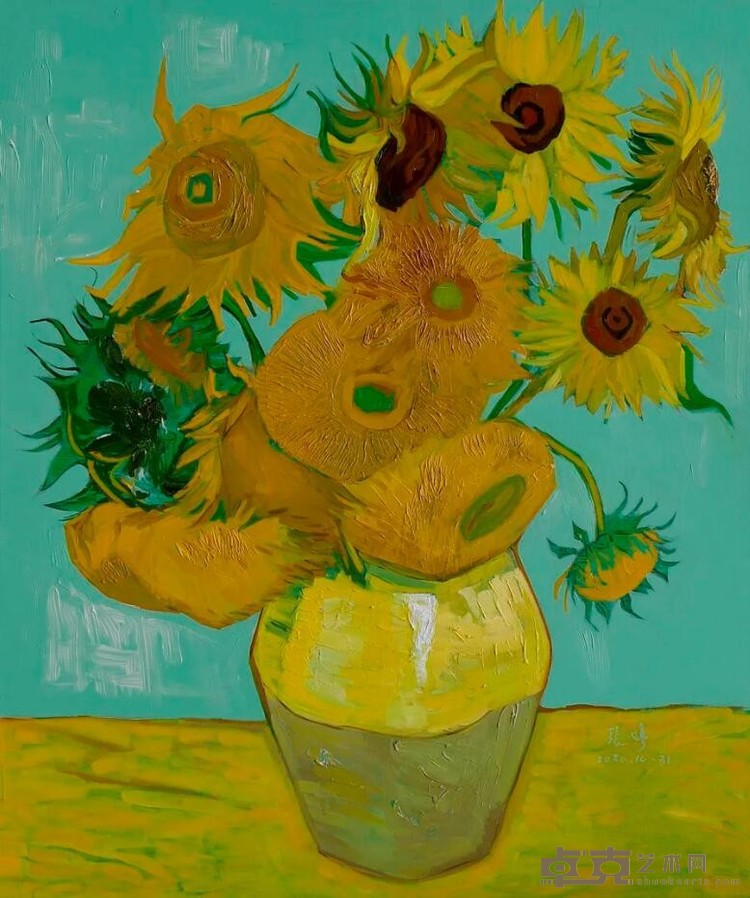 临梵高12朵向日葵 张婷 100X120cm 2020年 布面油画