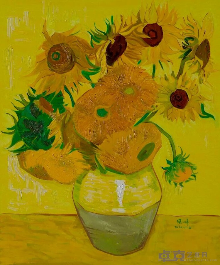 临梵高12朵向日葵 张婷 100X120cm 2020年 布面油画