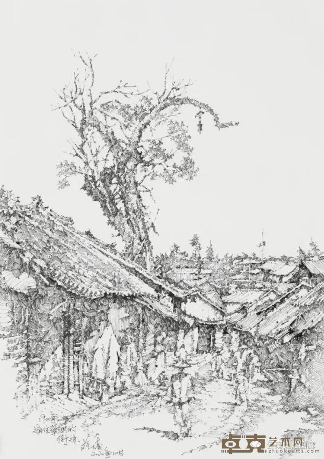 1900年通往翠湖的街道 蒋凌 38cmX27cm 2020 钢笔画