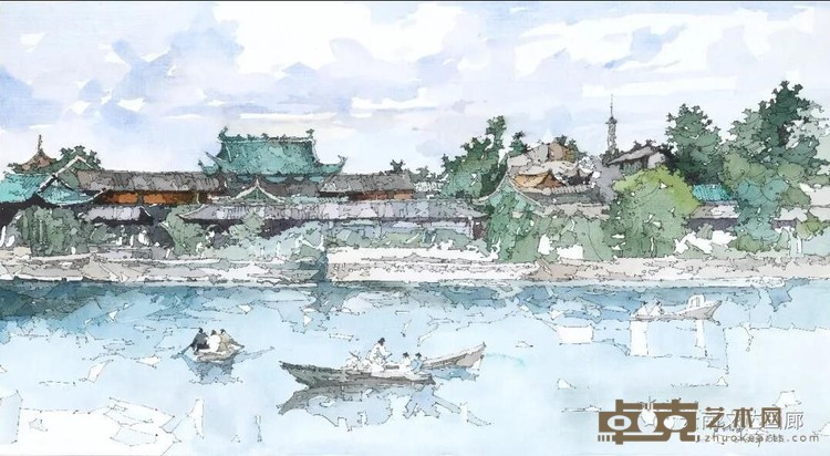 80年代翠湖 蒋凌 30cmX52.5cm 2020 钢笔淡彩