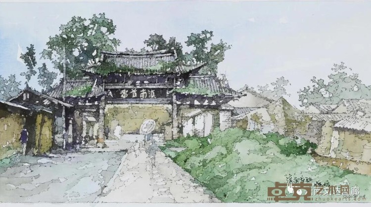 滇南首郡 蒋凌 28cm X52.5cm 2020 钢笔淡彩