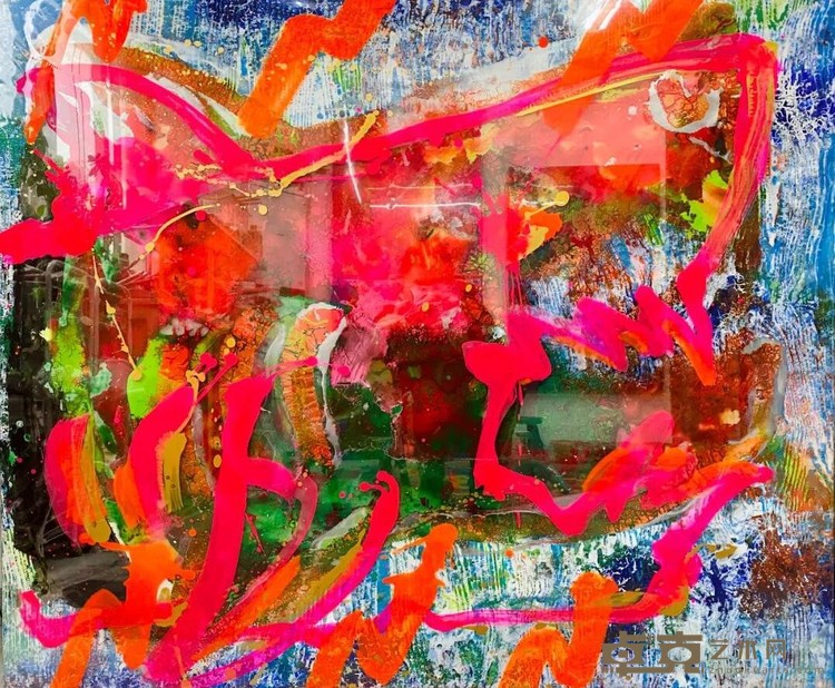 《游鲨1》 初劭玮 100x120cm 2020 油墨丙烯油画着色卡纸