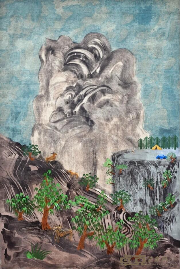 《山水一》 夏阳 130x210cm 2011 丙烯 剪贴布
