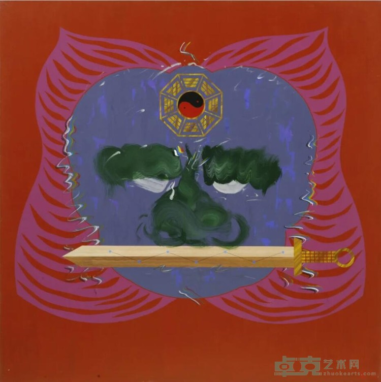 《狮子啣剑之三》 夏阳 153x153cm 1993 压克力