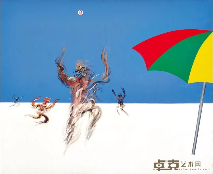 《海滩》 夏阳 163x198cm 1990 布面丙烯