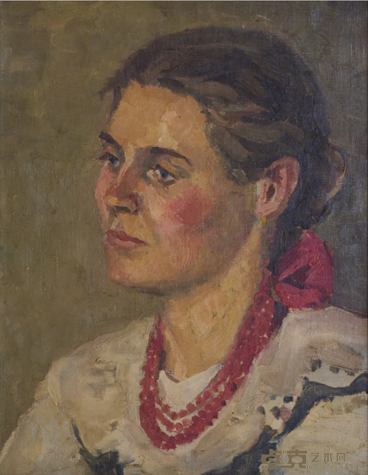 波兰少女 胡一川 37.5cm×29.5cm 1957年 布纹纸油画