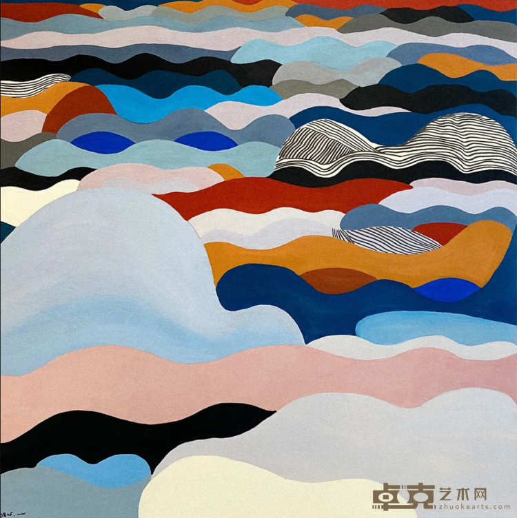 《海浪二》 杨婉 61x61cm 2020 木板天然矿物颜料 、墨 、丙烯