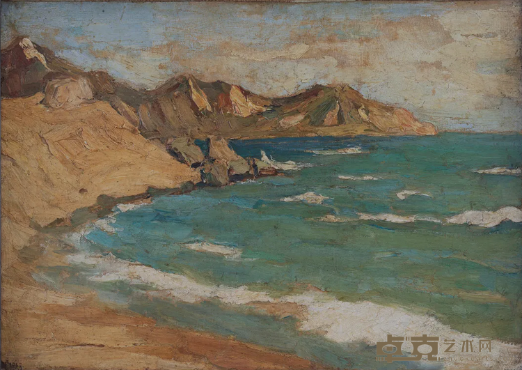 南澳岛 胡一川 35cm×49cm 1962年 布纹纸油画