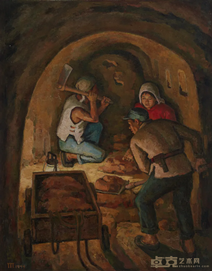 挖地道 胡一川 146cm×112cm 1974年 布面油画