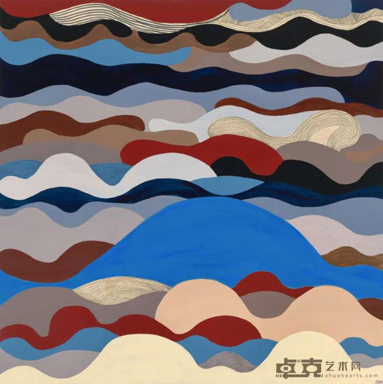 《海浪十三》 杨婉 90x90cm 2020 木板天然矿物颜料 、墨 、丙烯