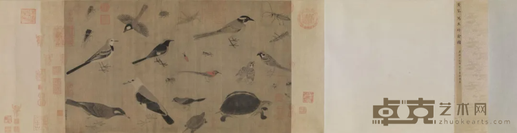 写生珍禽图 五代 黄筌 41.5×70cm 卷，绢本，设色
