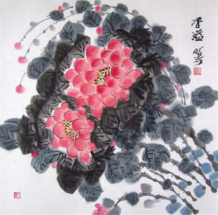 中国画《香溢》68×68cm