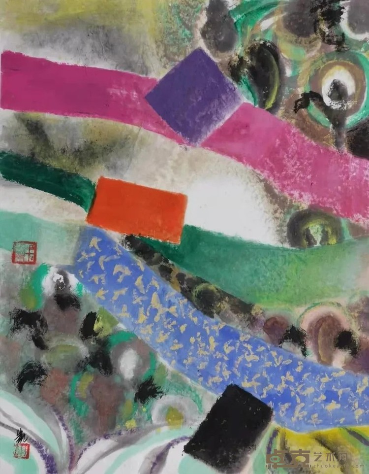 《抽象敦煌二十五》 郑凯 52×67cm 2019-2020年 纸本设色