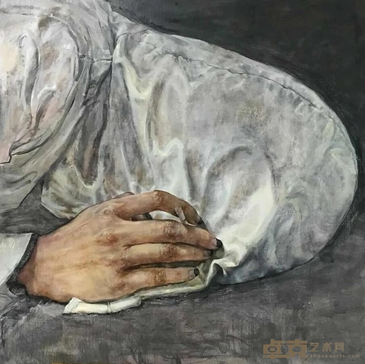 《尼古丁》 李柳燕 120x120cm 2019 布面油画 炭