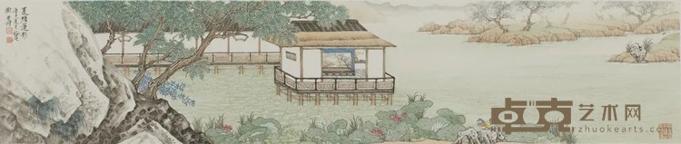 《夏塘莲影》 谢兴涛 20.5x103cm 2020年 纸本设色