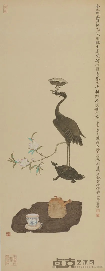 《赵州茶趣》 谢兴涛 85x32.5cm 2020年 纸本设色