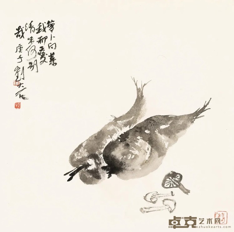 《萝卜白菜我都爱》 刘大石 纵34厘米，横33厘米 2020年 纸本水墨