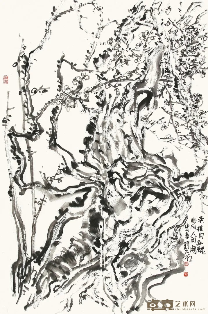 《耻向人间开》 刘大石 纵69厘米，横46厘米 2020年 纸本水墨