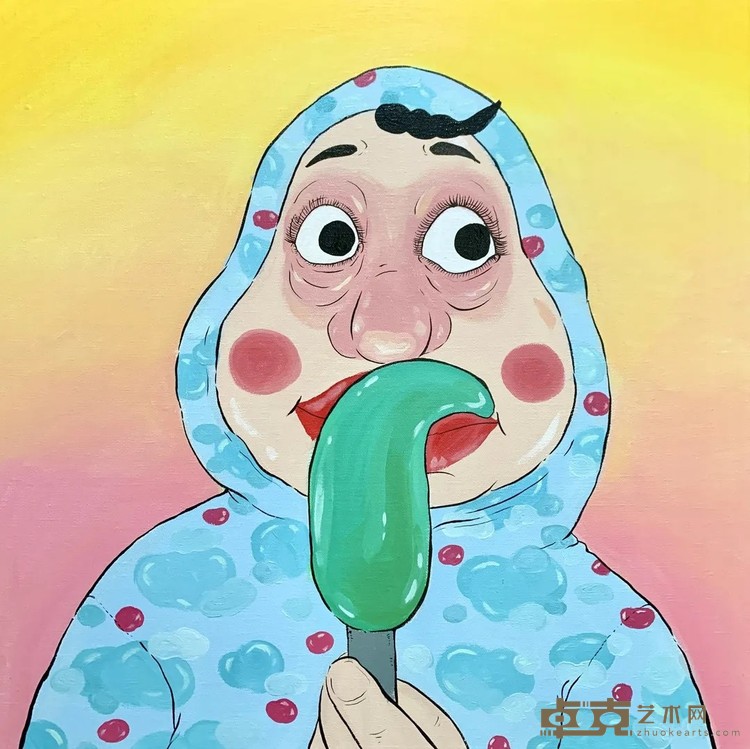 《婊贝2号 Babe No.2》 杜秋锐 50x50cm 2020年 布面丙烯