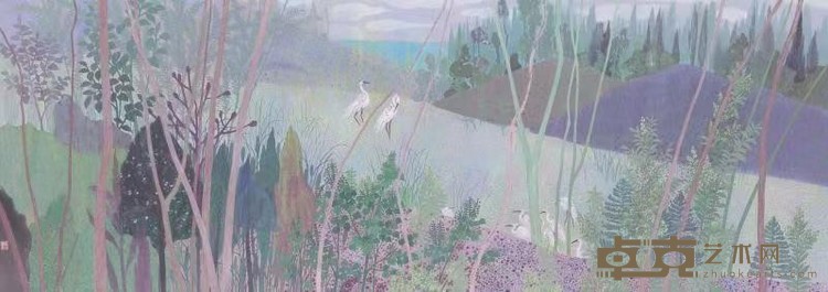 《一隅尘外》 张存玫 40x112cm 2020年 工笔重彩
