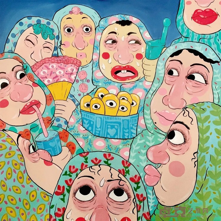 《雨衣行者之二 Rain Coat Walker No.2》 杜秋锐 100x100cm 2020年 布面丙烯