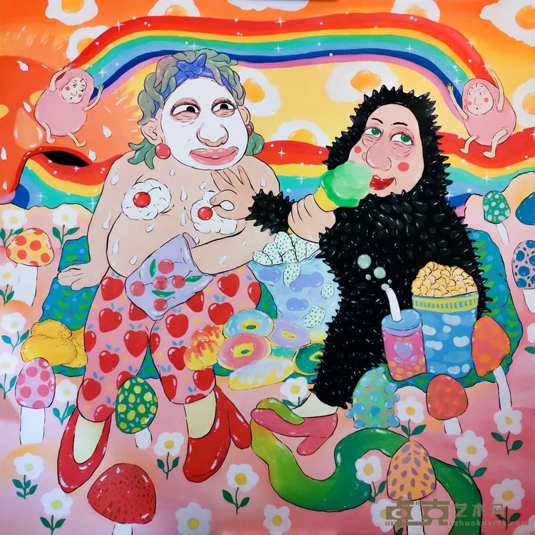 《八卦之母 The Mother of Gossip》 杜秋锐 150x150cm 2020年 布面丙烯
