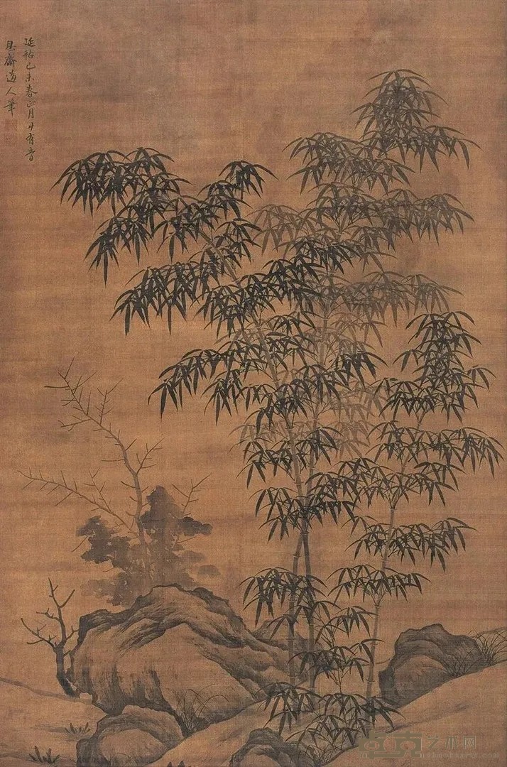 《修篁树石图》 李衎 151.5x100cm 元 轴 绢本设色
