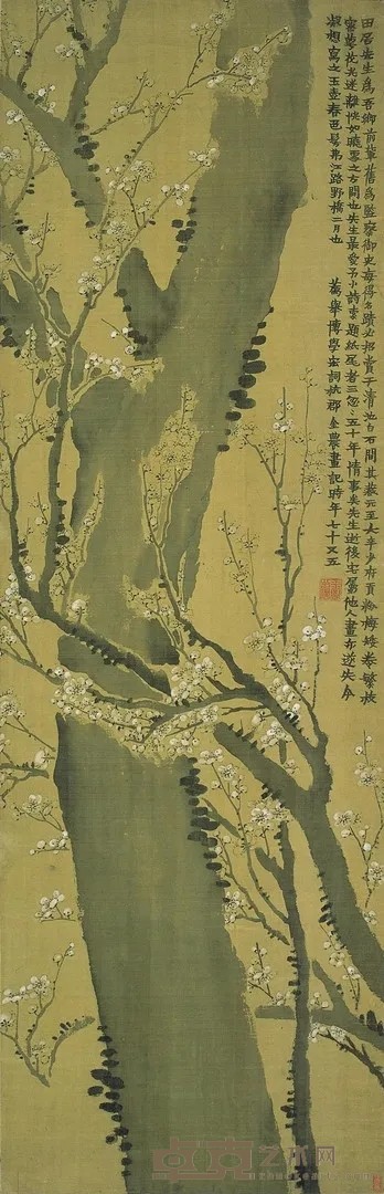 《玉壶春色图》 金农 131x42.5cm 清 轴 绢本设色