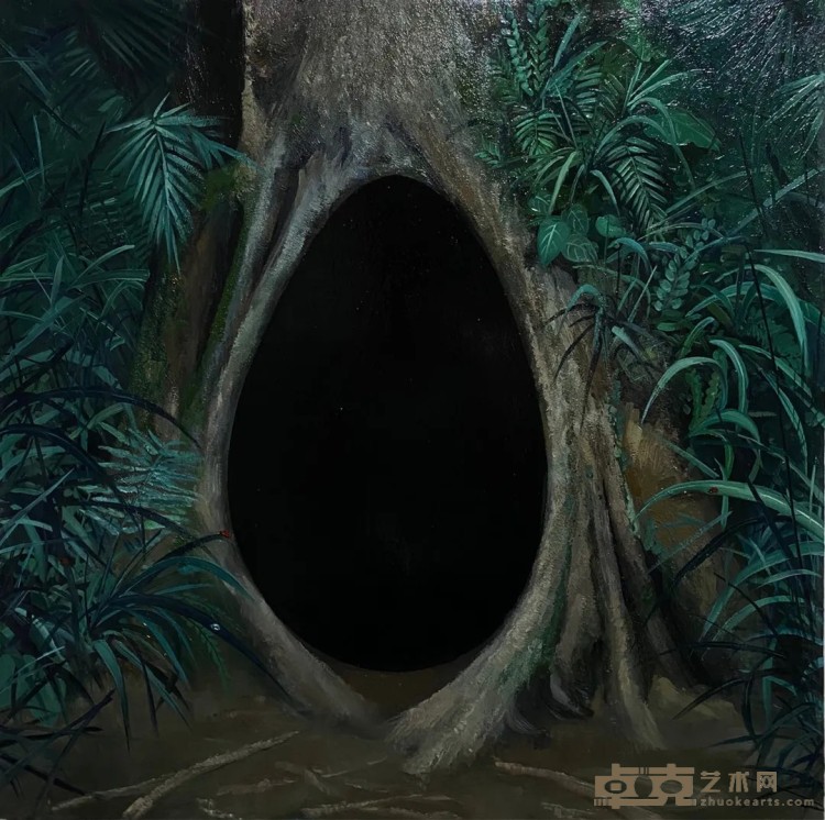 《树洞》 何田 80x80cm 2019年 布面油画