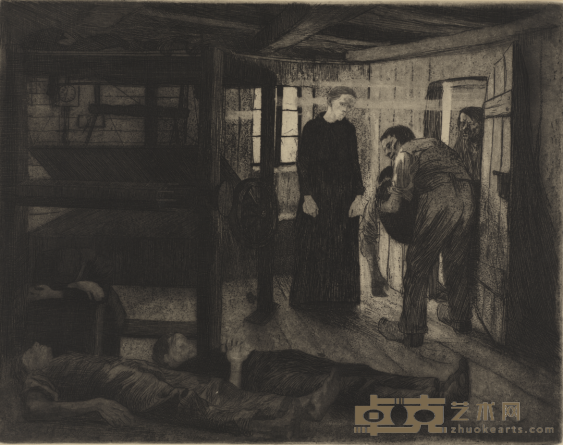 《收场》 凯绥·珂勒惠支 24.7x30.7cm 1897年 铜板蚀刻版画
