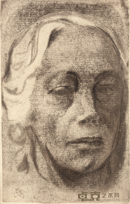 《自画像》 凯绥·珂勒惠支 10x14cm 1912年 蚀刻版画