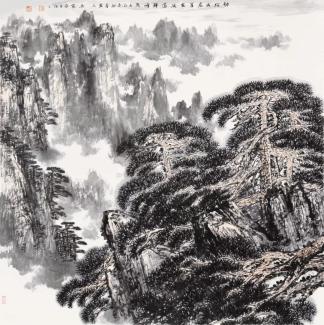 劲松出危崖   （中国美术馆收藏）123cm×123cm